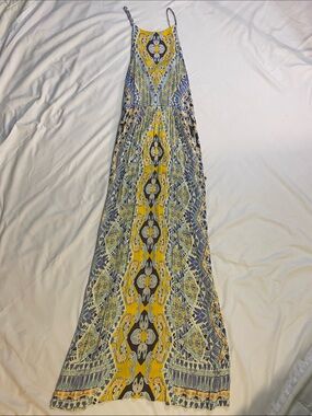 Charlotte Russe Yellow & Blue Printed Maxi Dress